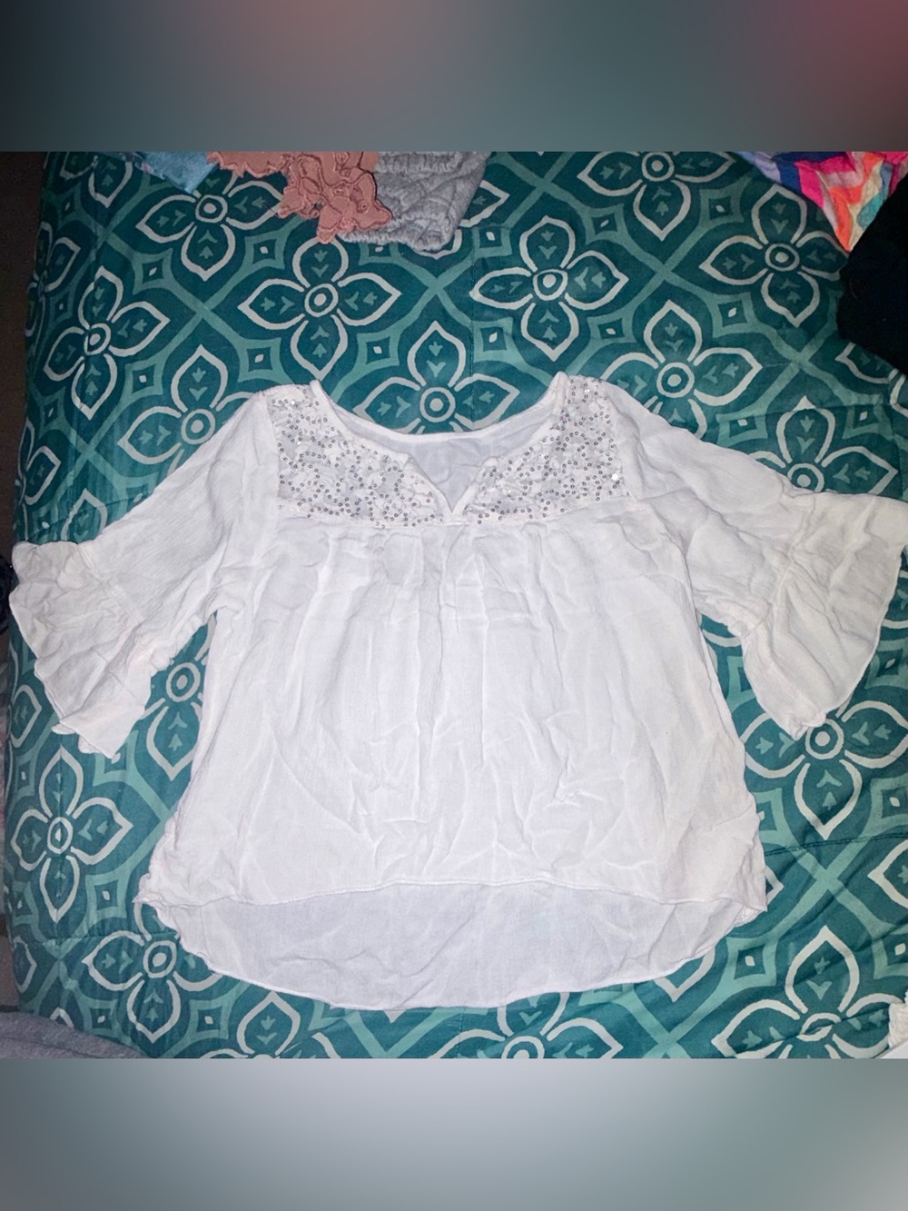 Abercrombie Kids Girls White Peasant Blouse